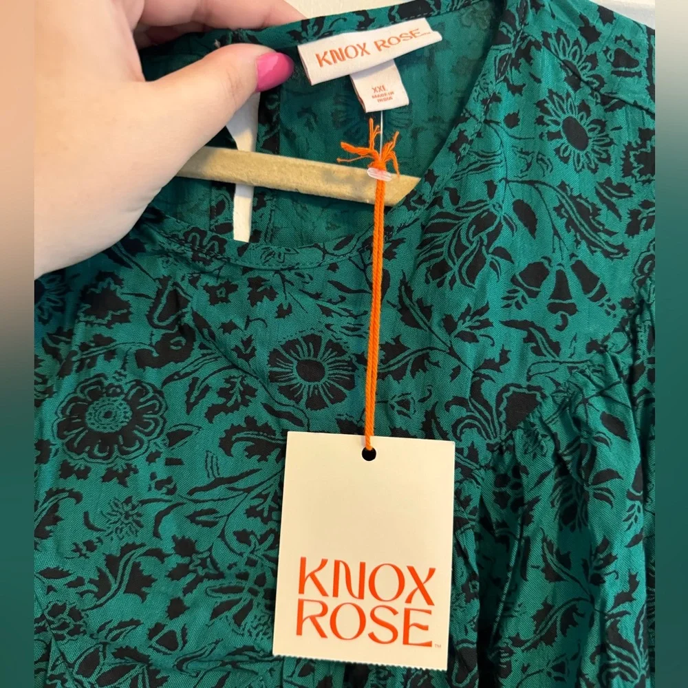 2 for $15 - NWT Knox Rose Bishop Long Sleeve Blouse - Picture 6 of 8